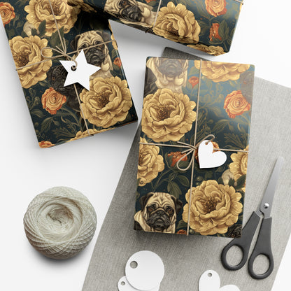 Pugs in Bloom Wrapping Paper