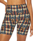 Pawsome Rottweiler Royalty Plaid High Waisted Yoga Shorts