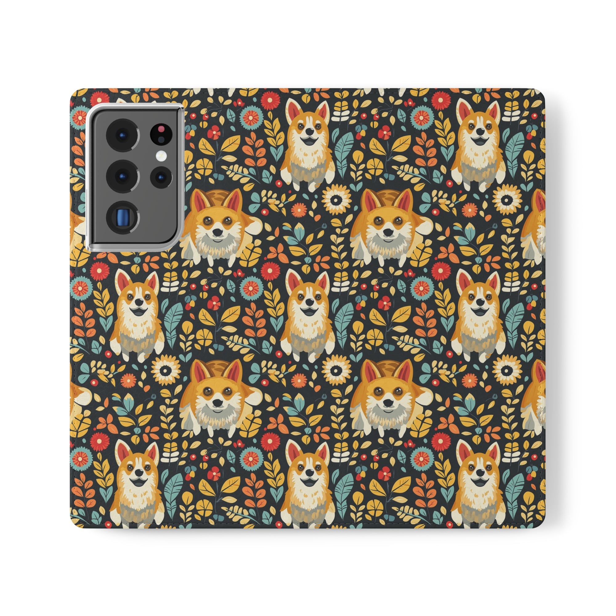 Corgi Rainbow Vine Dream Flip Cases