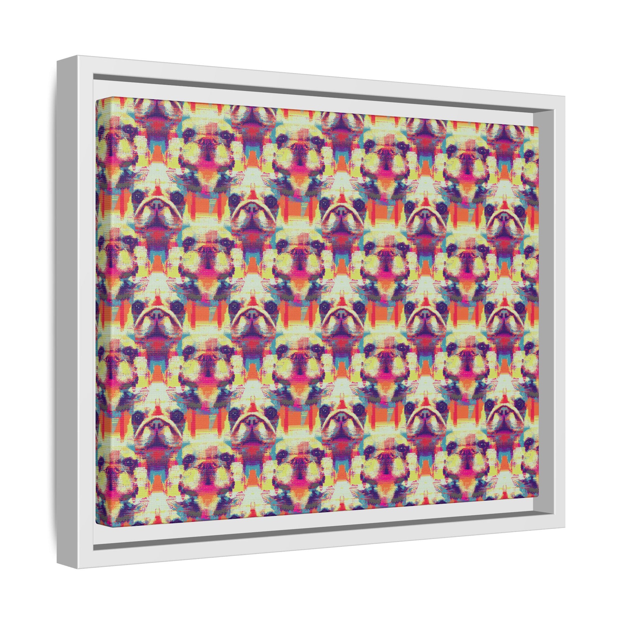 Glitchy Bulldog Blitz Matte Canvas, Framed