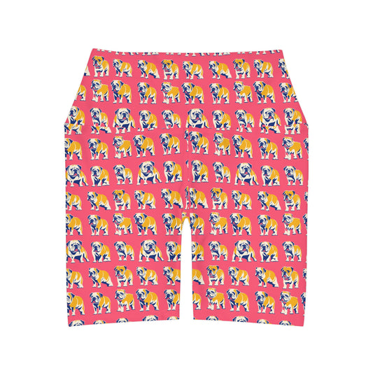 Bubblegum Glamour Bulldog Bouquet High Waisted Yoga Shorts