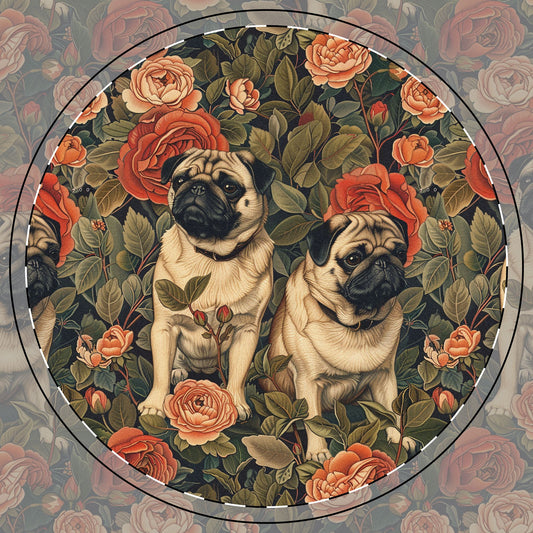 Blooming Pug Paradise Ceramic Coaster