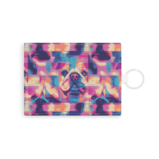 Dazzling Bulldog Chic Leather Card Holder