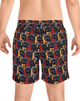 Chic Canine Checkmate - Frenchie Edition Men's Mid-Length Swim Shorts