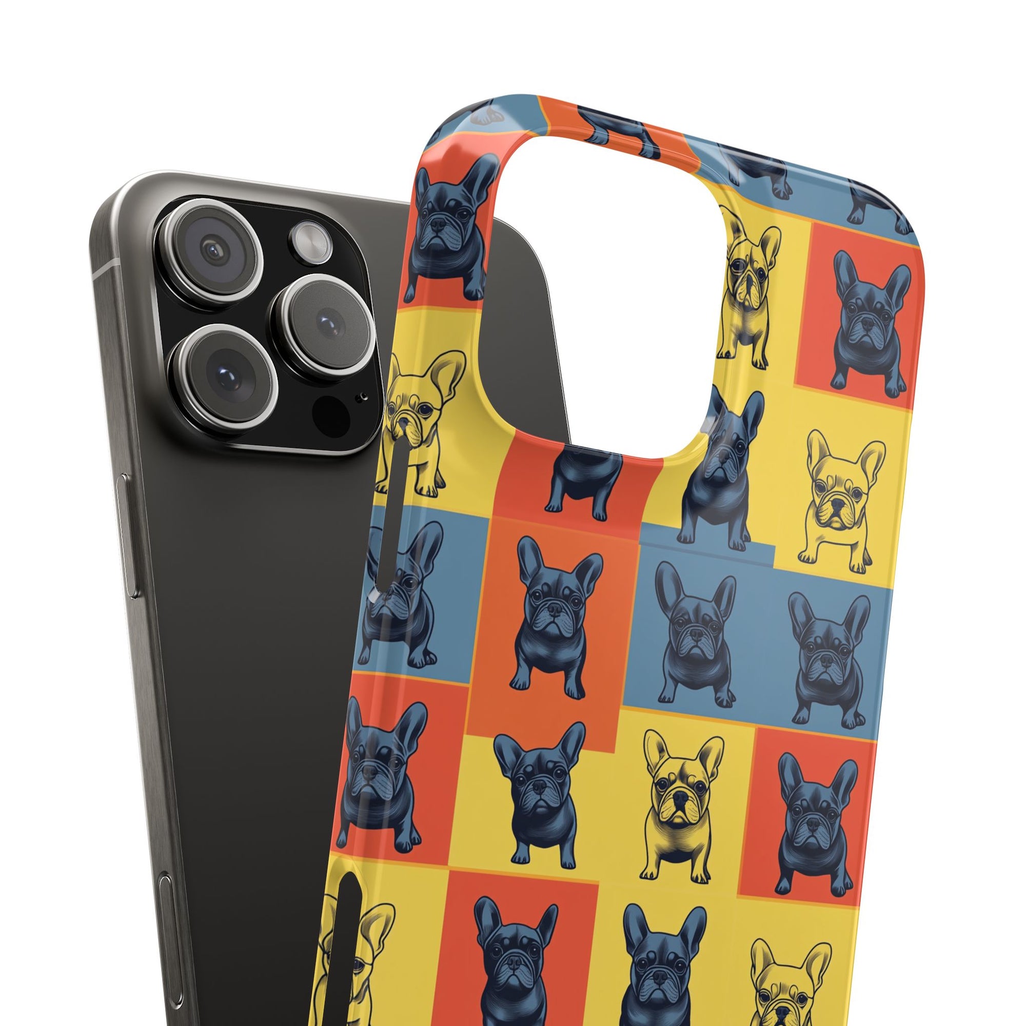 Frenchie Pop Art Pawfection Grid Slim Phone Cases