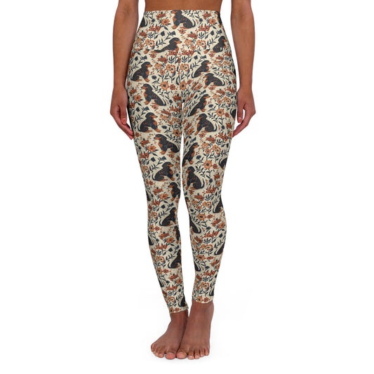 Blossoming Dachshunds Delight High Waisted Yoga Leggings