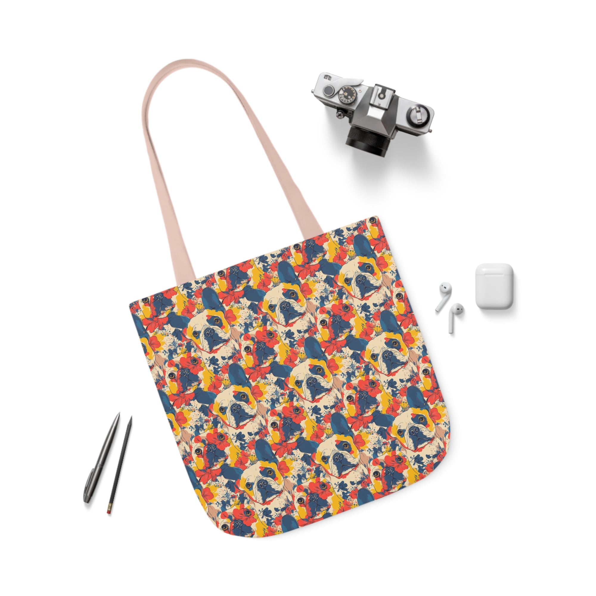 Bloom Pup Frenchietastic Splatter Canvas Tote Bag