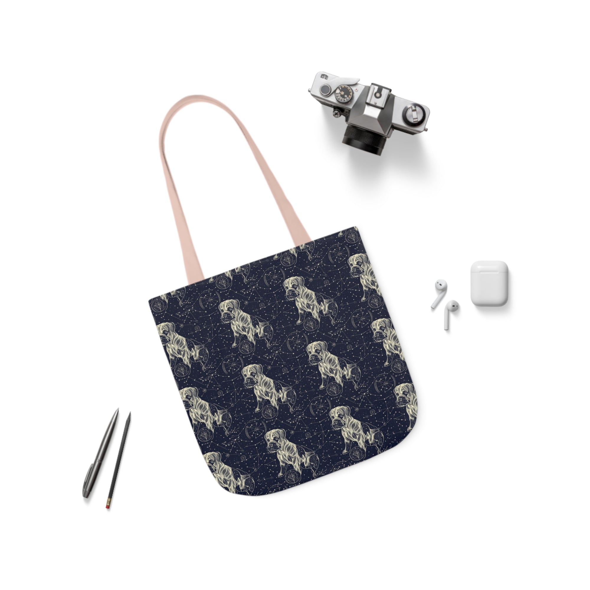 Celestial Boxer Bliss Canvas Tote Bag