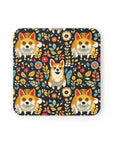 Corgi Rainbow Vine Dream Cork Back Coaster