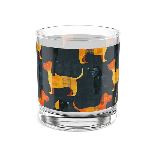 Dapper Dachshund Noir Glow Rocks Glass