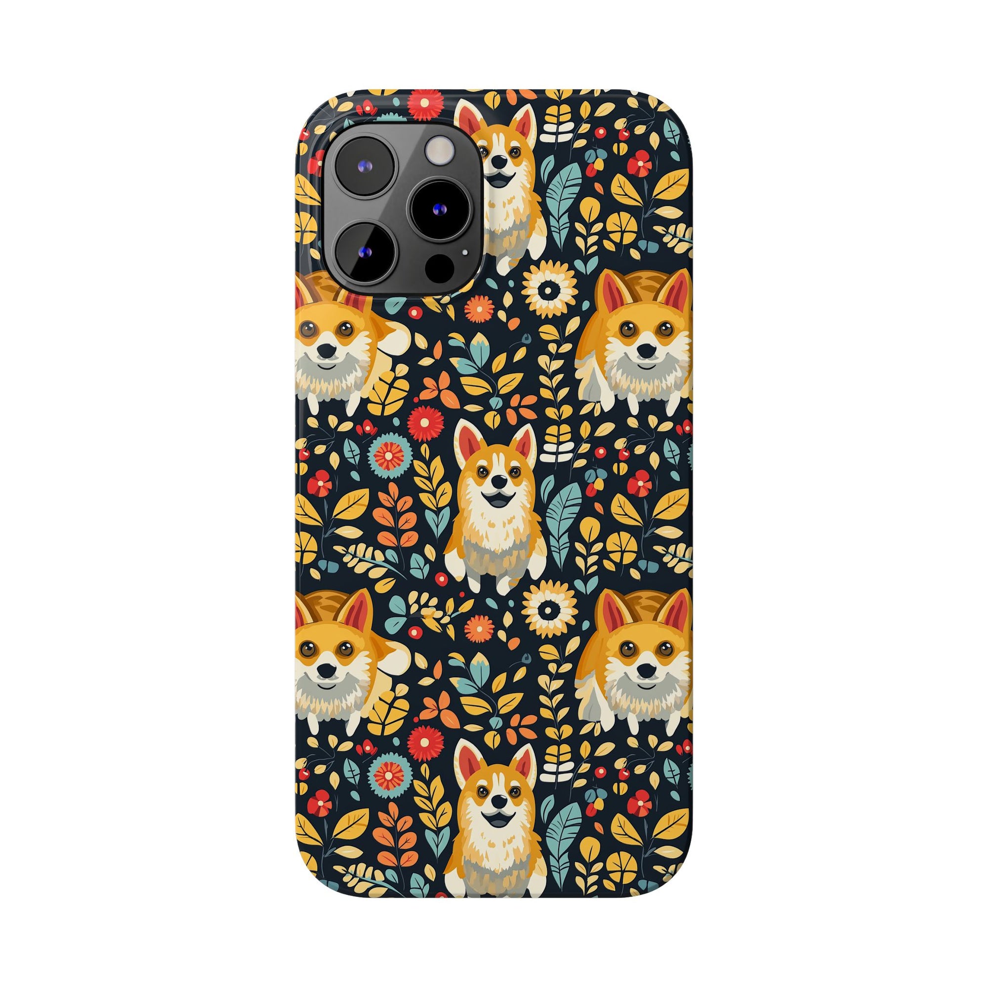 Corgi Rainbow Vine Dream Slim Phone Cases