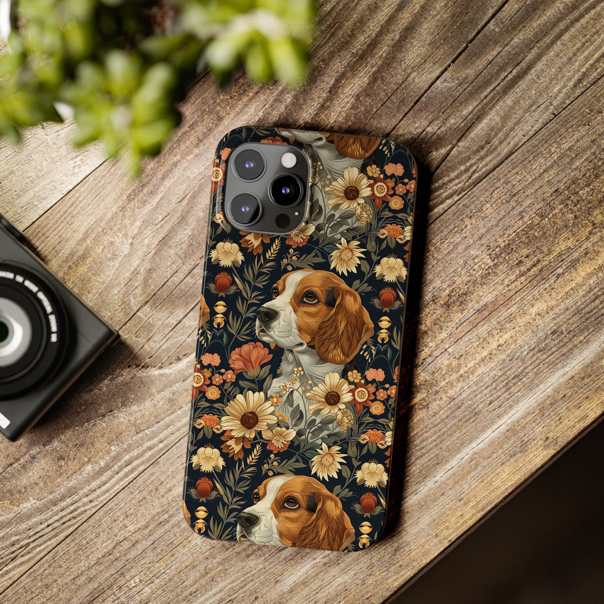 Beagle Blossoms Slim Phone Cases