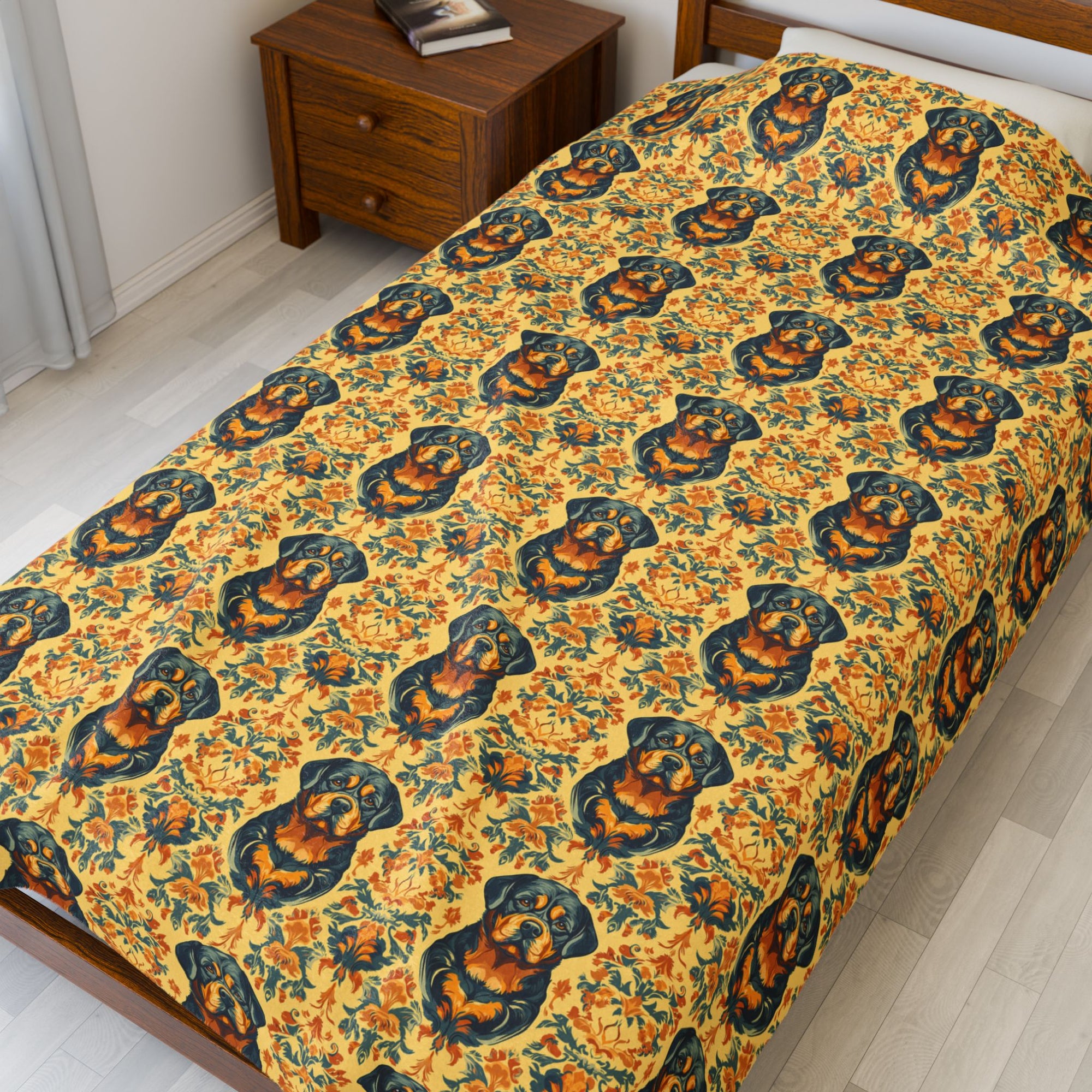 Royal Rottie Regalia Velveteen Plush Blanket