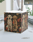 Blossoming Labradors Bouquet Note Cube