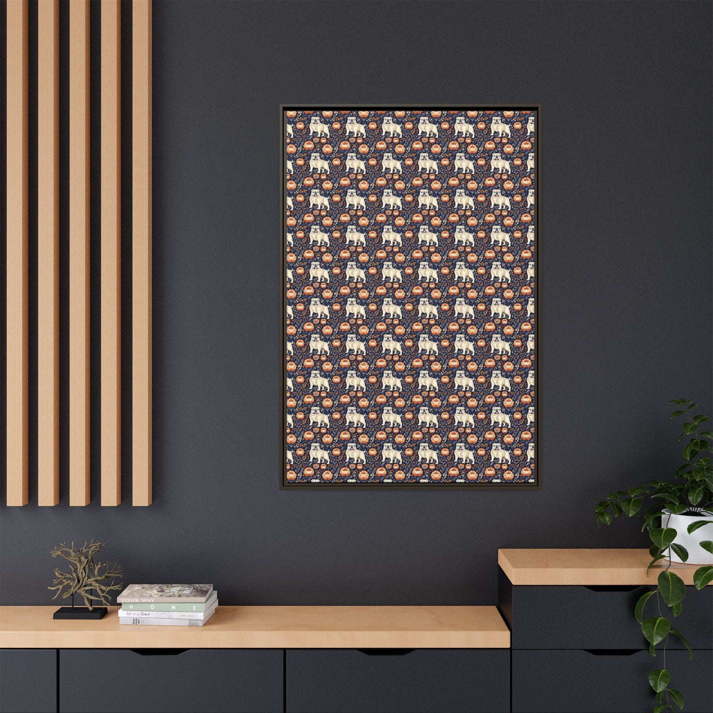 Bulldog Blossom Bonanza Matte Canvas, Framed