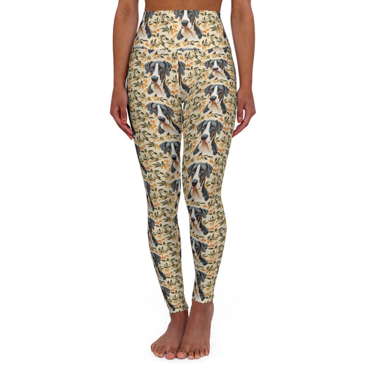 Majestic Great Dane Meadow High Waisted Yoga Leggings