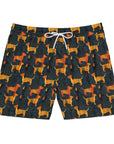 Dapper Dachshund Noir Glow Men's Mid-Length Swim Shorts