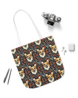 Floofy Corgi Blossom Blast Canvas Tote Bag