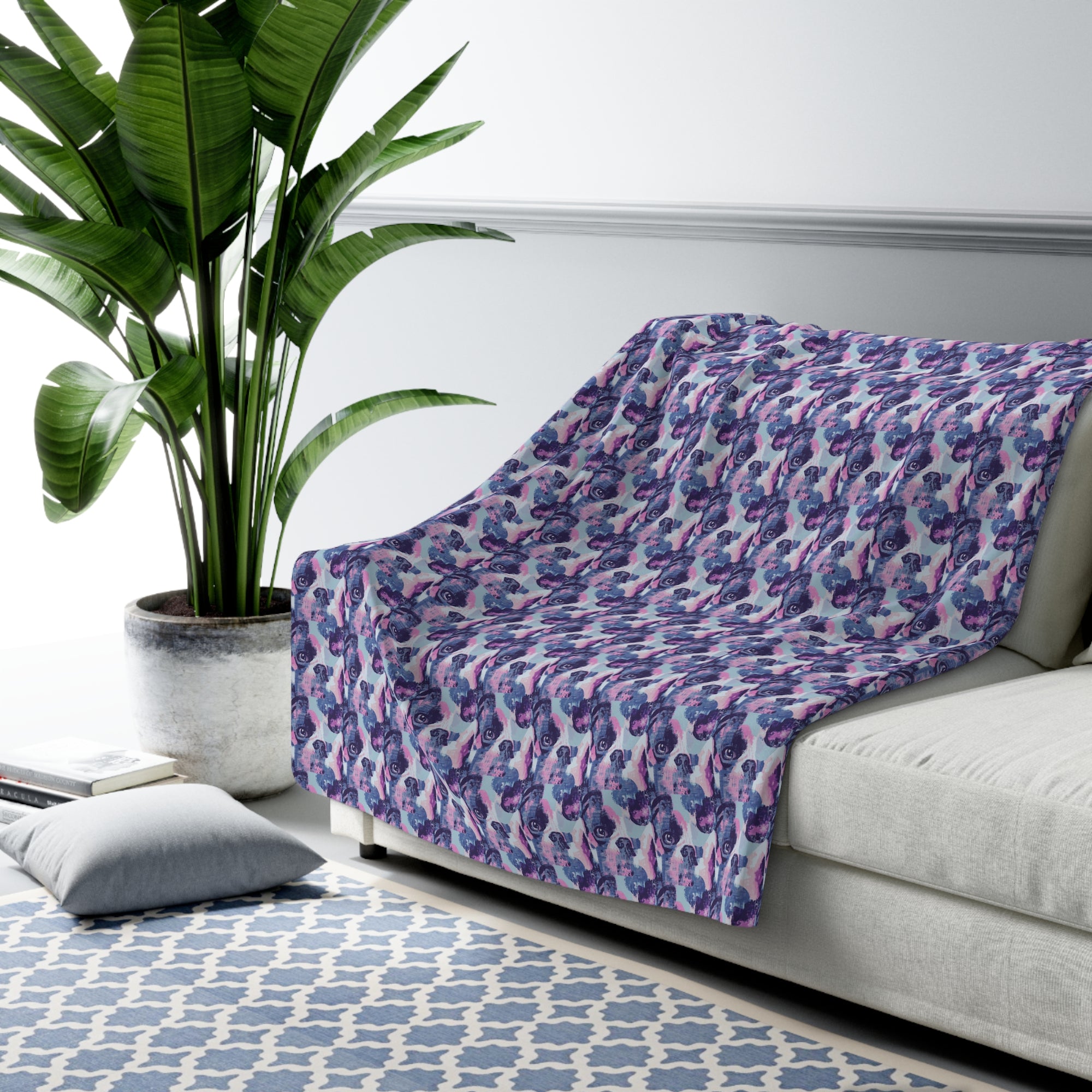 Funky Geometric Boxerista Sherpa Fleece Blanket