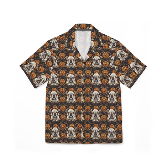 Bloomingly Bulldogistic Bouquet Men's Hawaiian Camp Shirt