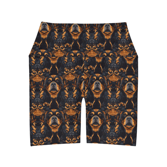 Modern Rottweiler Royalty High Waisted Yoga Shorts