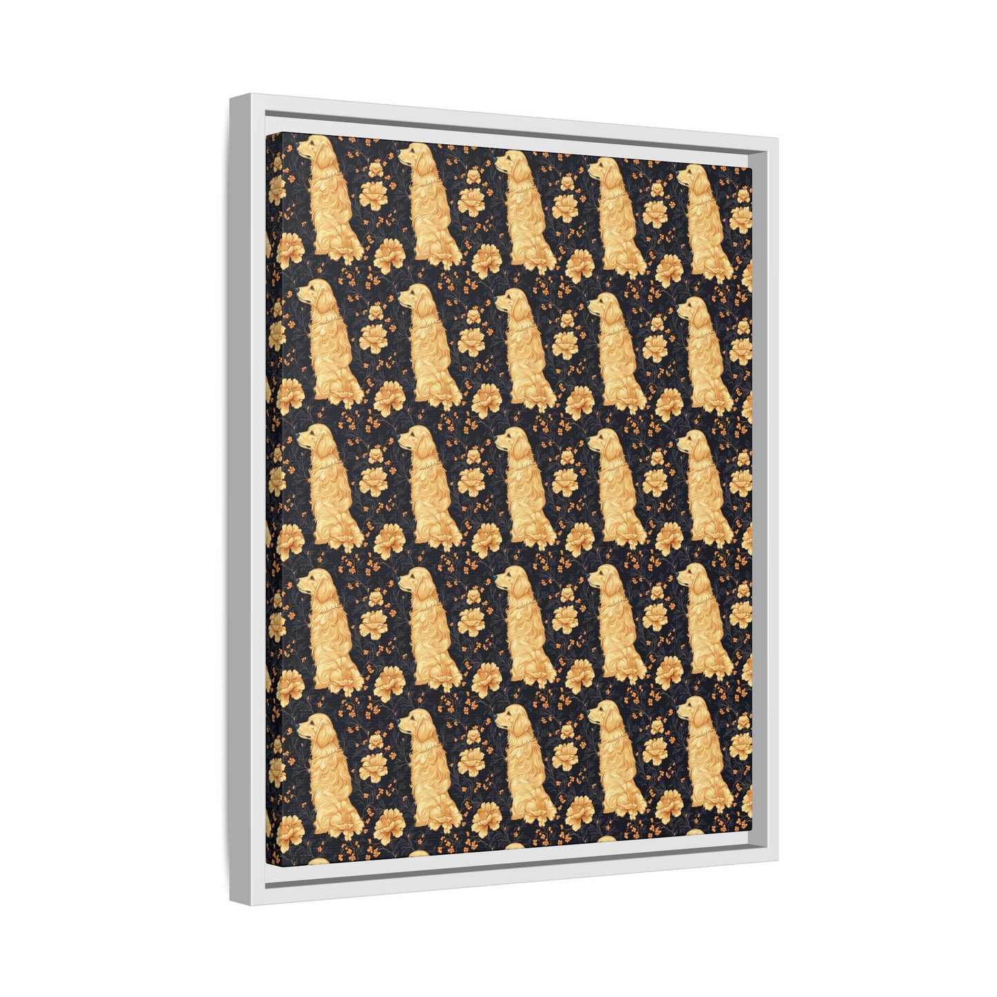 Golden Paws Floral Frenchie Matte Canvas, Framed