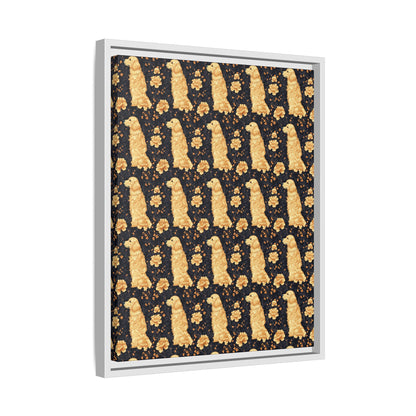 Golden Paws Floral Frenchie Matte Canvas, Framed