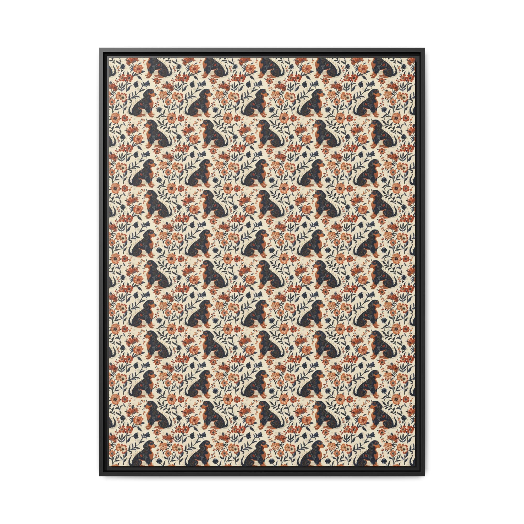 Blossoming Dachshunds Delight Matte Canvas, Framed