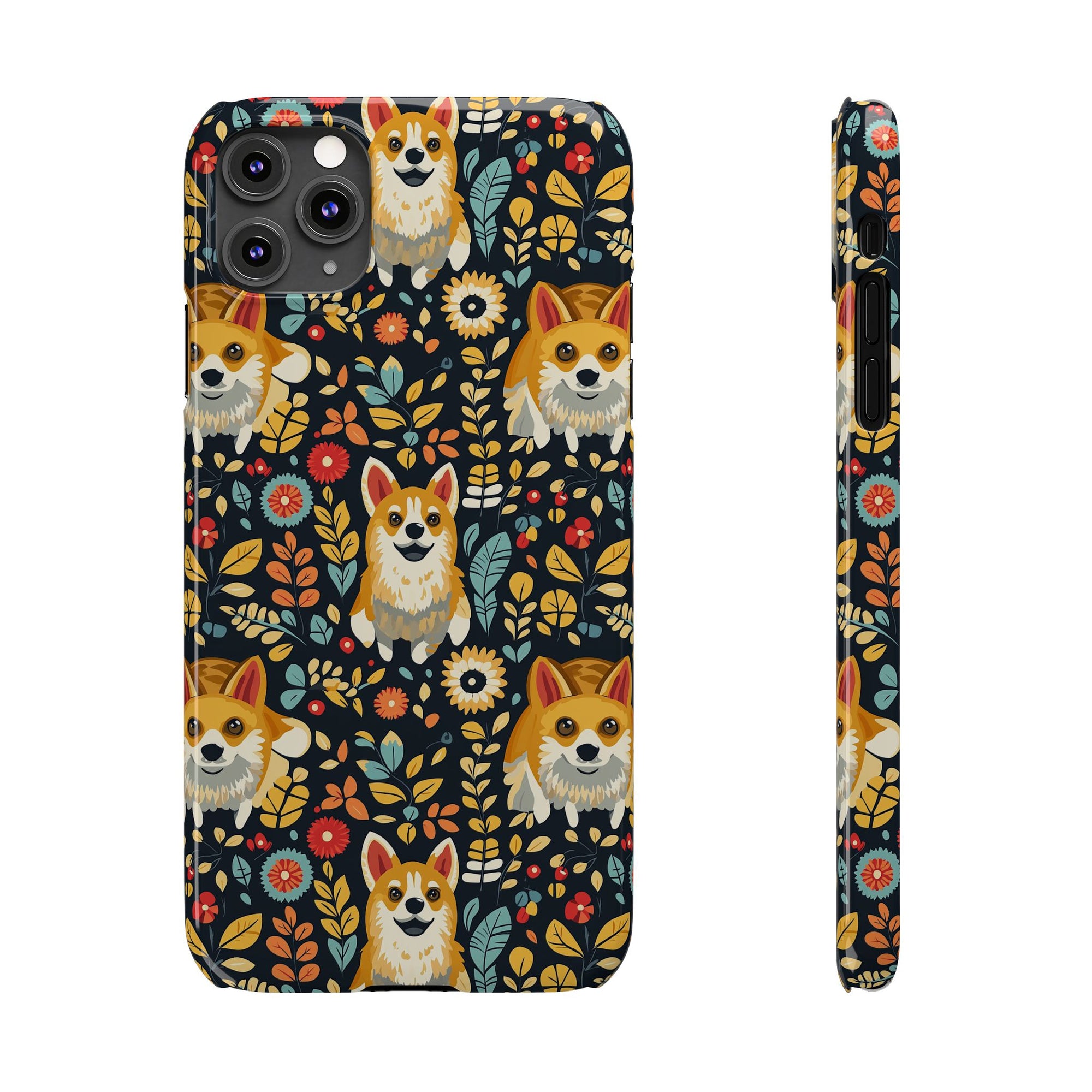 Corgi Rainbow Vine Dream Slim Phone Cases