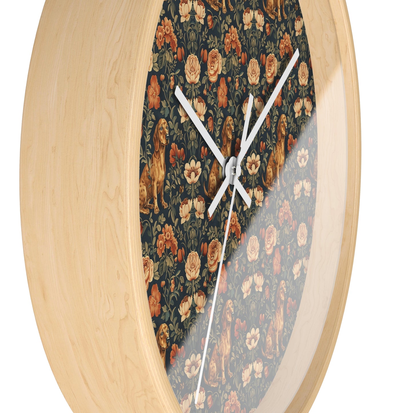 Dazzling Dachsund Blossoms & Foliage Wall Clock