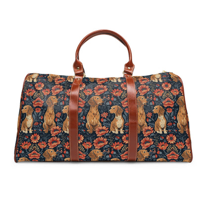 Floral Pawsome Dachsund Delight Waterproof Travel Bag