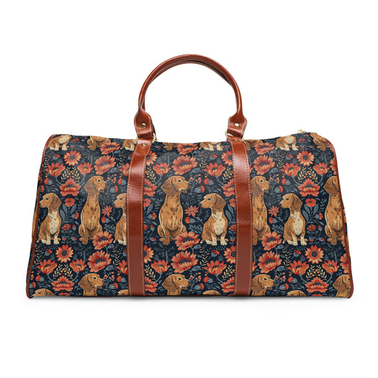 Floral Pawsome Dachsund Delight Waterproof Travel Bag