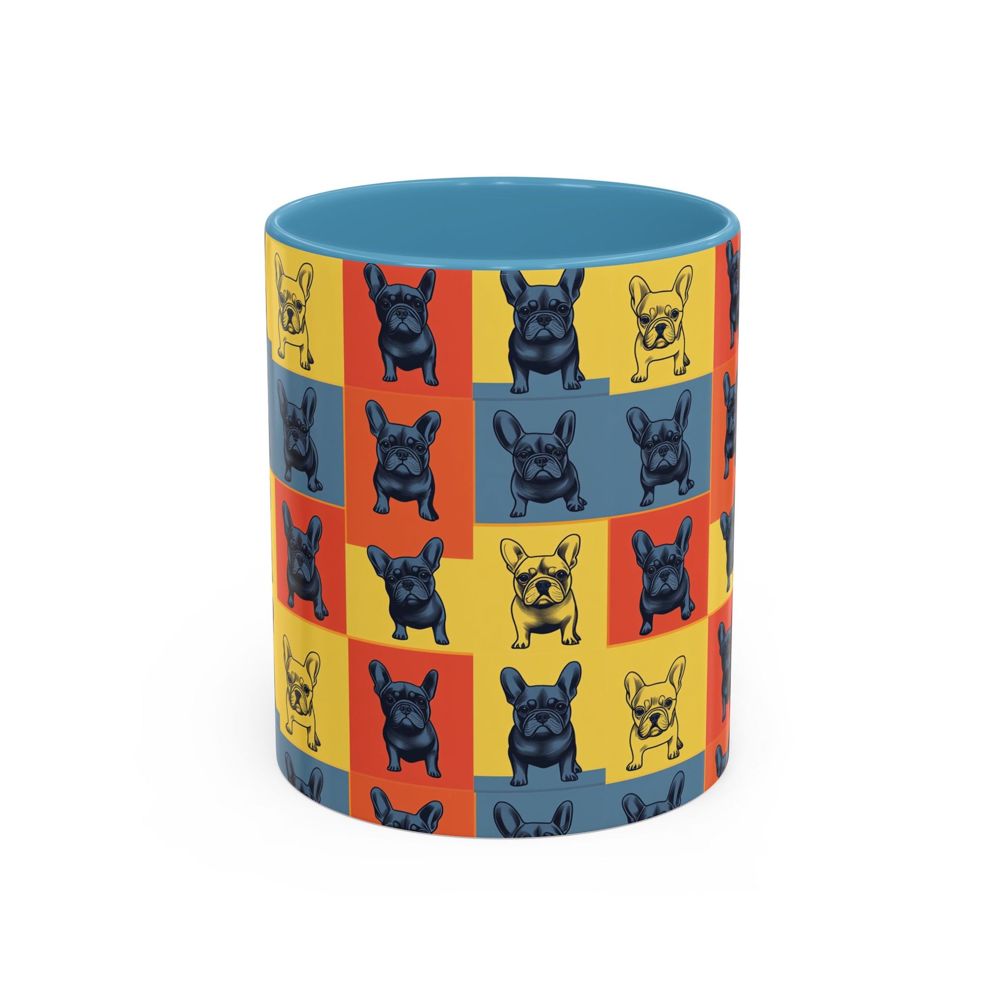 Frenchie Pop Art Pawfection Grid Accent Coffee Mug