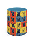 Frenchie Pop Art Pawfection Grid Accent Coffee Mug