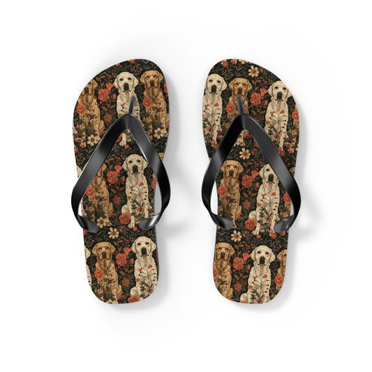 Blossoming Labradors Bouquet Flip Flops