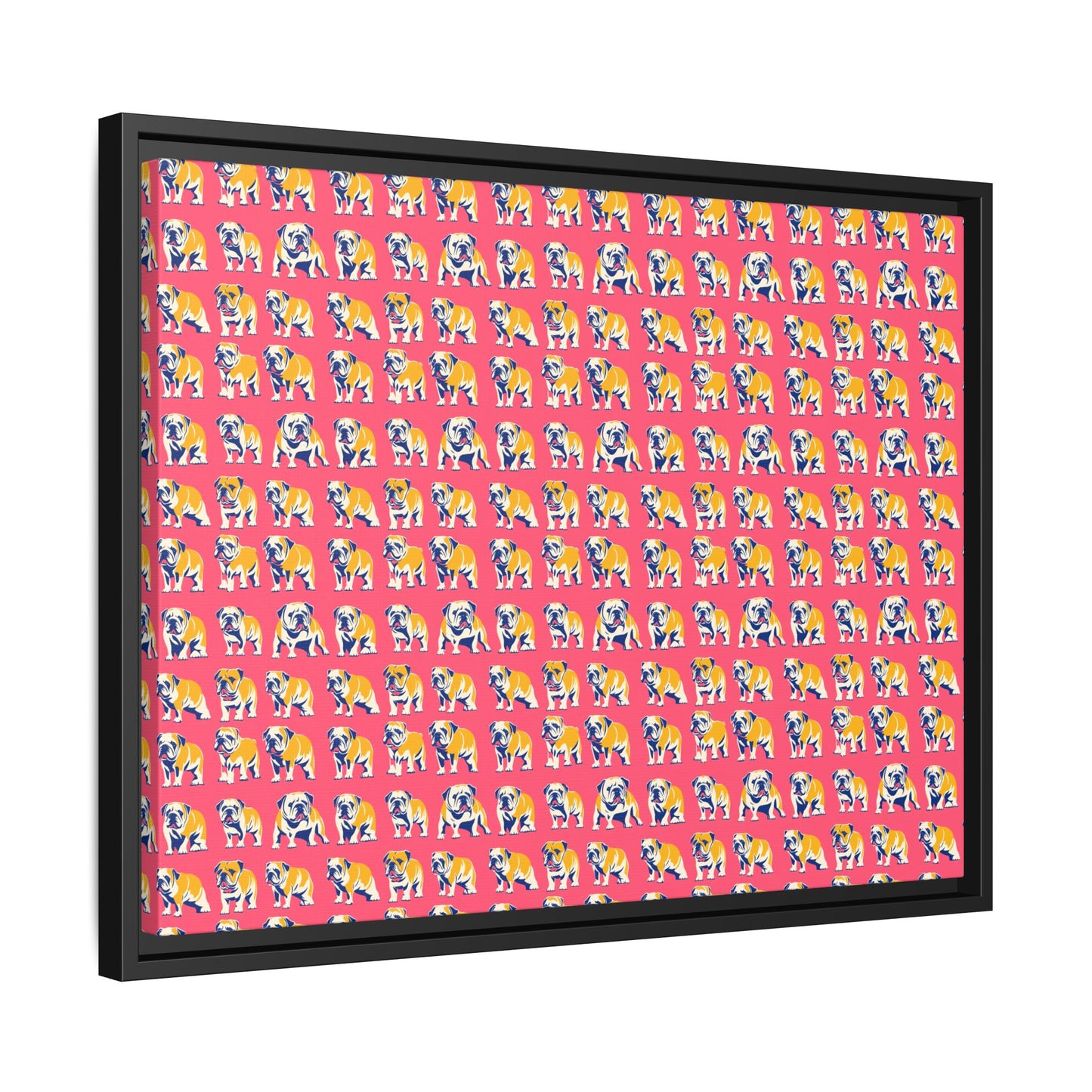 Bubblegum Glamour Bulldog Bouquet Matte Canvas, Framed