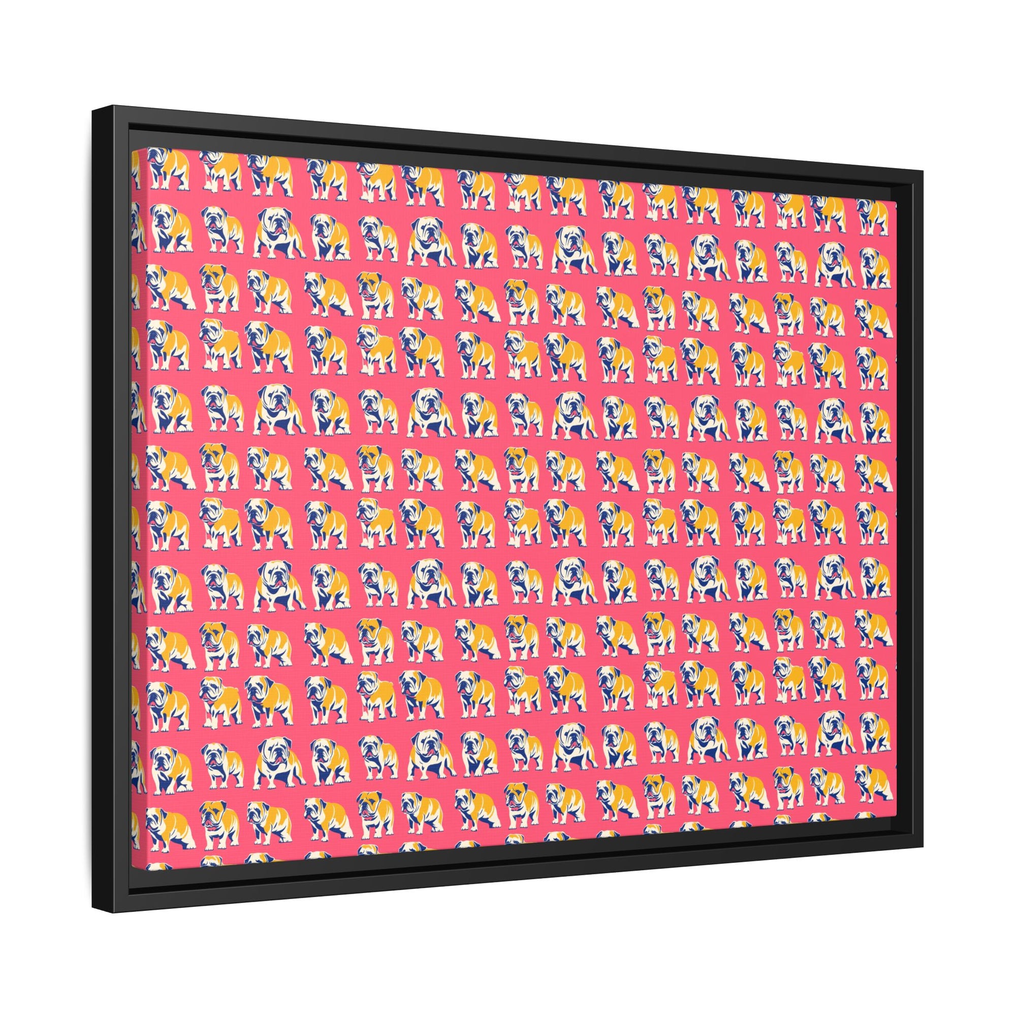 Bubblegum Glamour Bulldog Bouquet Matte Canvas, Framed