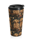 Fanciful Golden Paradise Blossom Stainless Steel Travel Mug