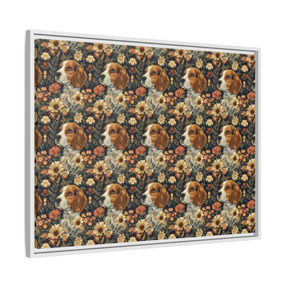 Beagle Blossoms Matte Canvas, Framed