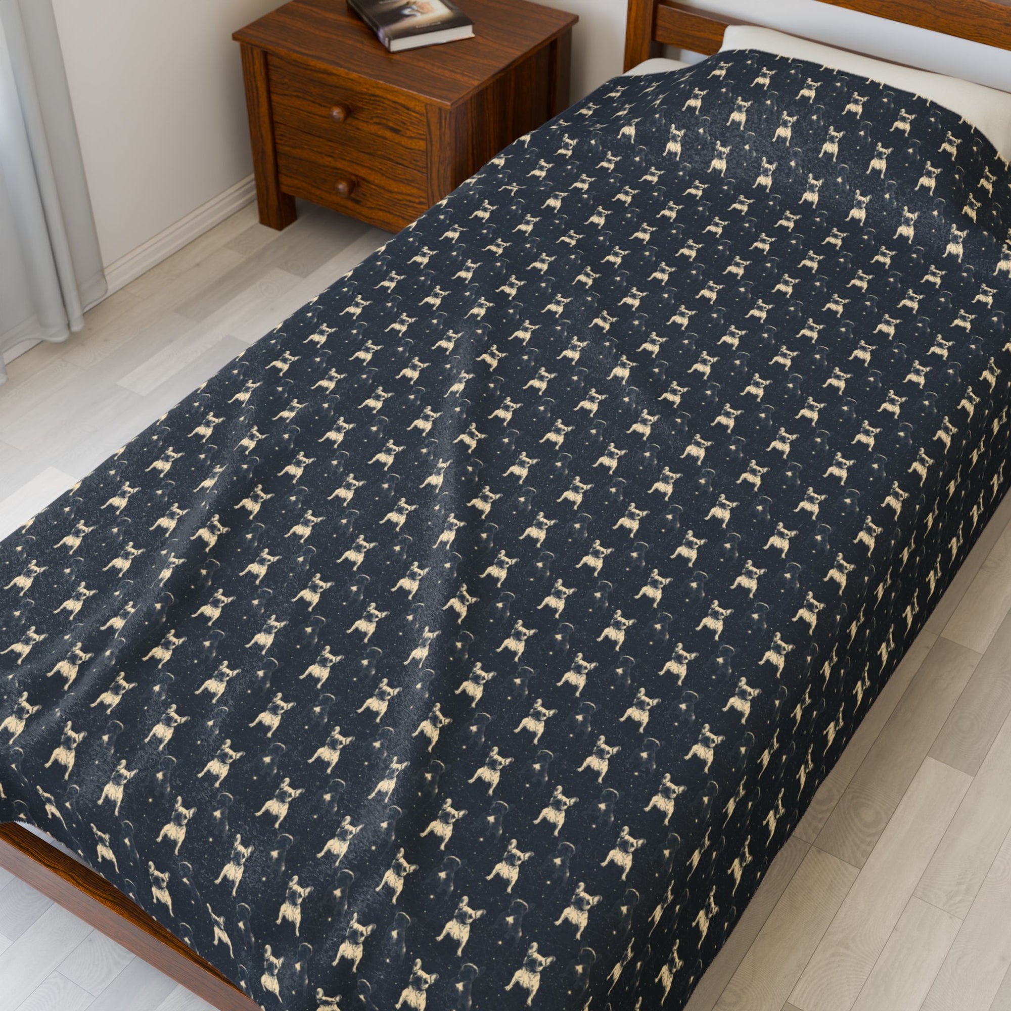 Frenchie Celestial Soar Velveteen Plush Blanket