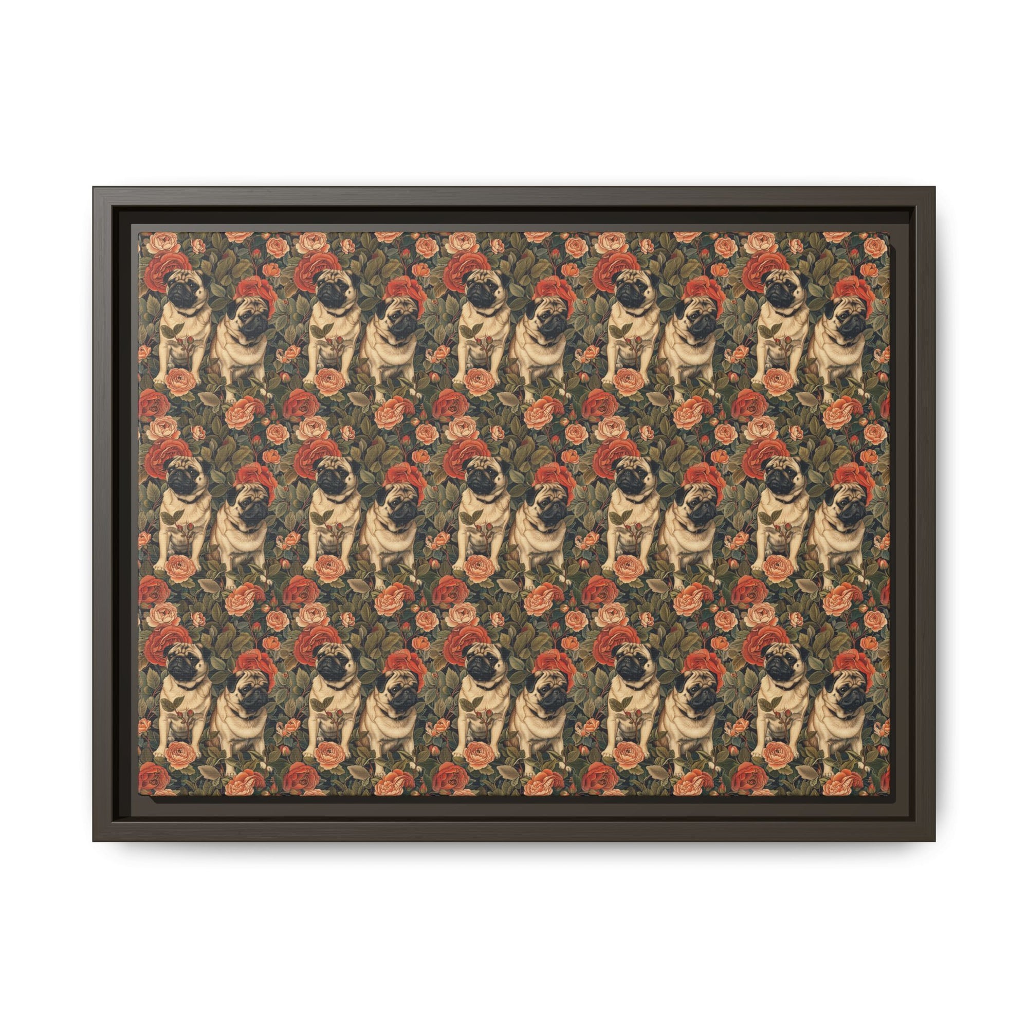 Blooming Pug Paradise Matte Canvas, Framed