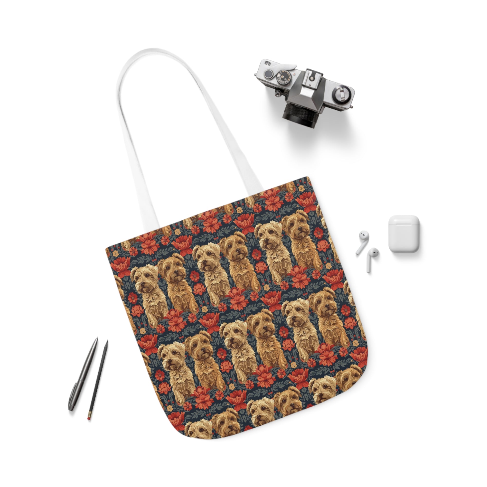 Yorkie Charm Twins Canvas Tote Bag