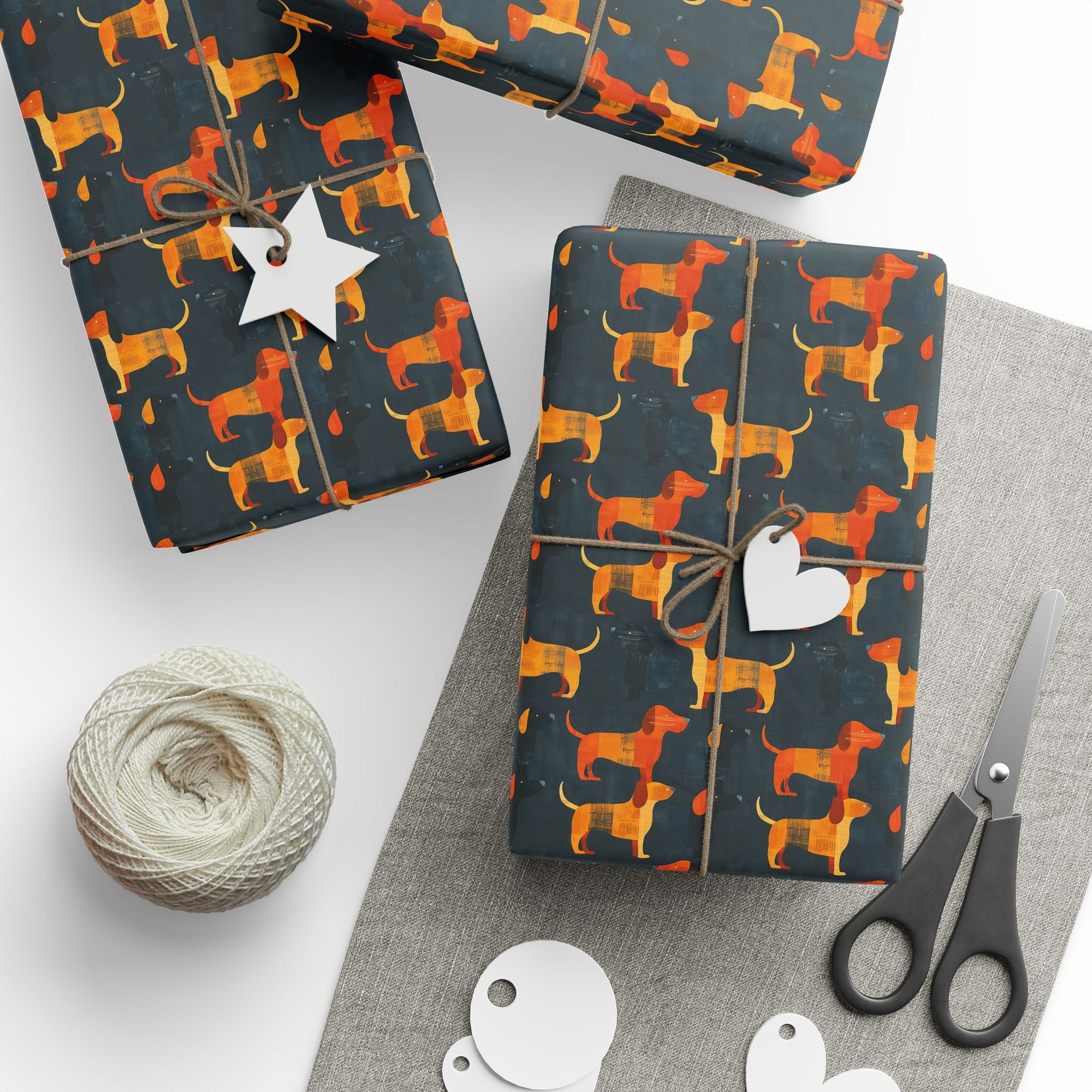 Dapper Dachshund Noir Glow Wrapping Paper