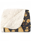 Golden Paws Floral Frenchie Sherpa Fleece Blanket