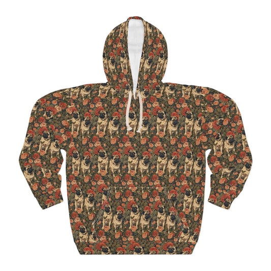 Blooming Pug Paradise Unisex Pullover Hoodie