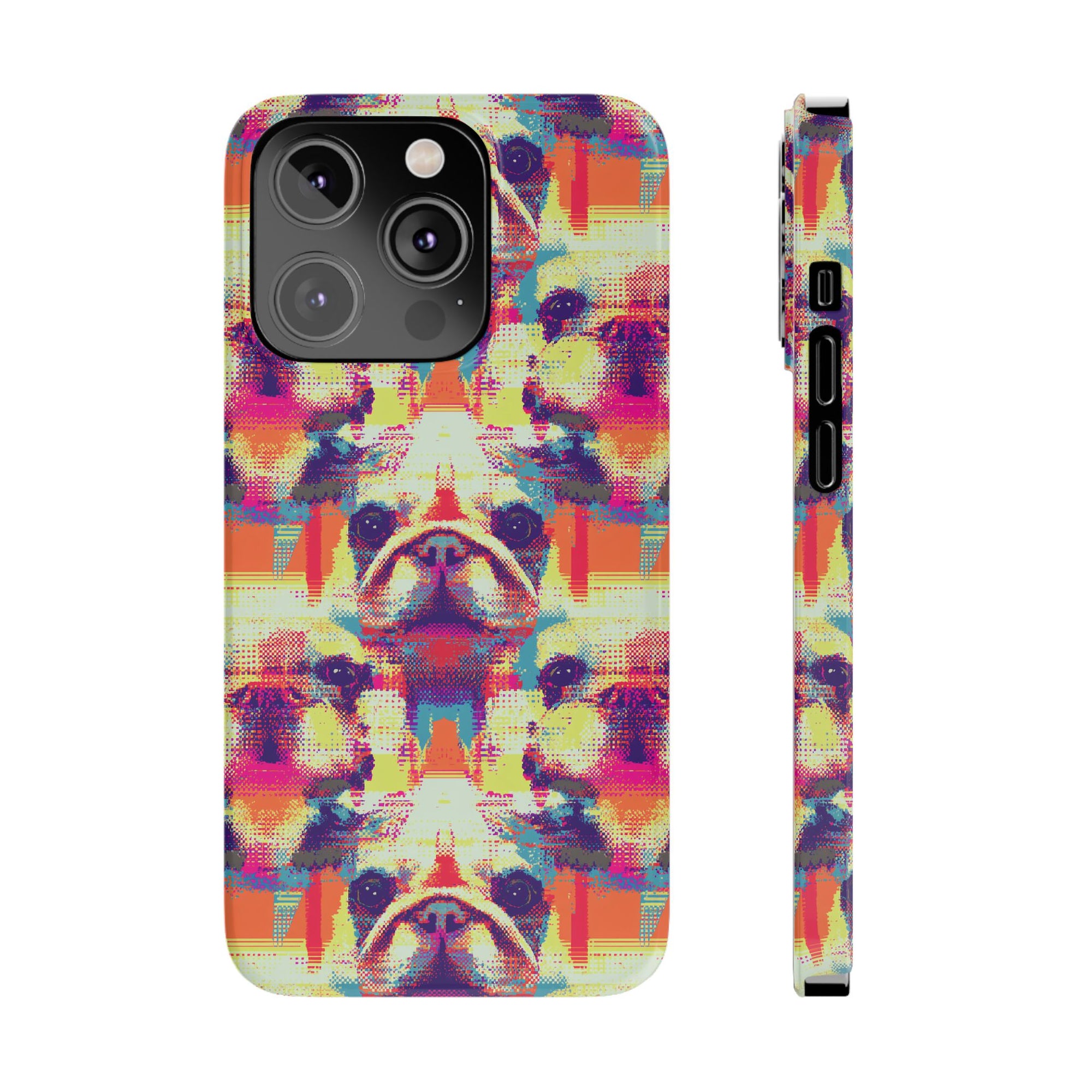 Glitchy Bulldog Blitz Slim Phone Cases