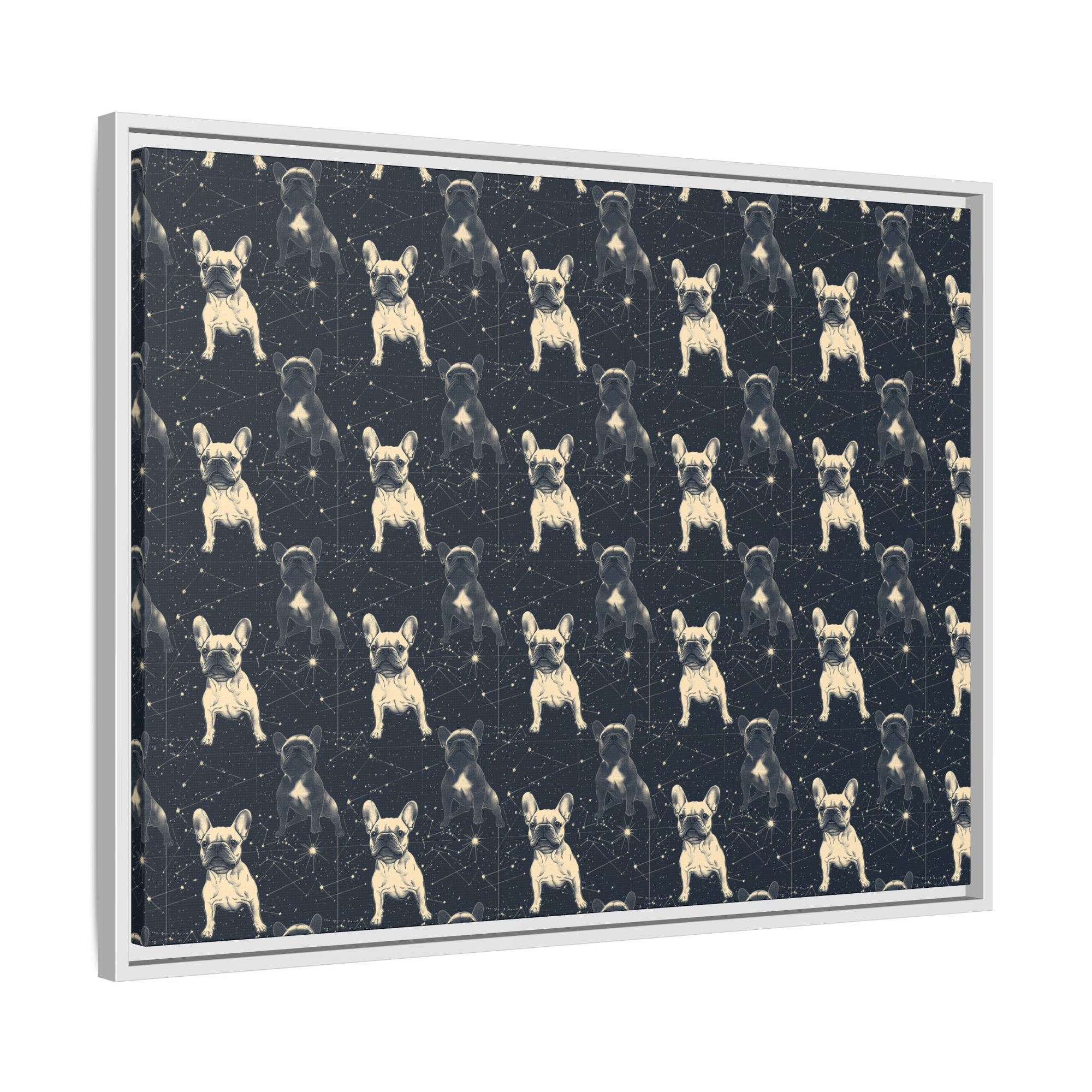 Frenchie Celestial Soar Matte Canvas, Framed