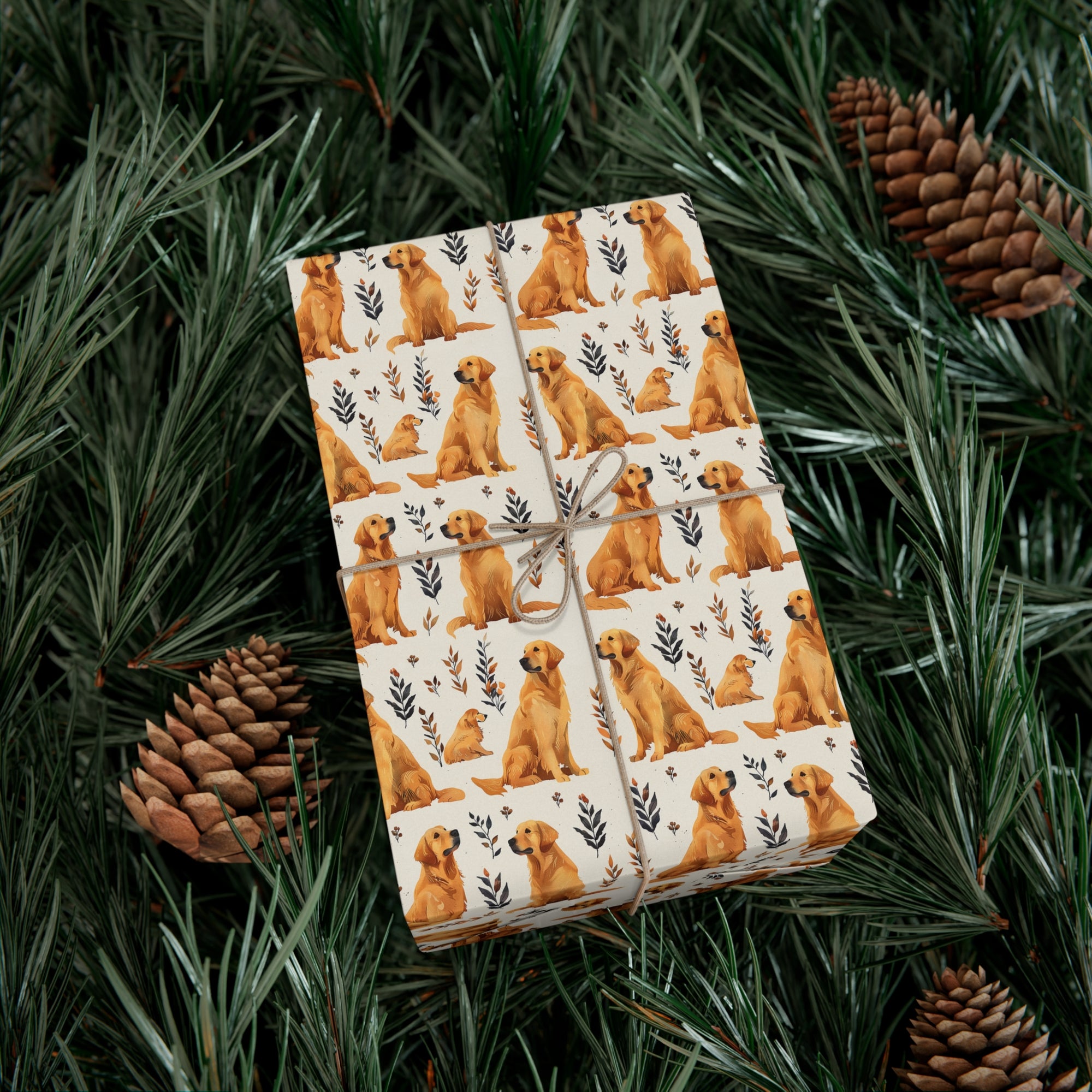 Golden Glamour Paws - Luxe Licks for Regal Retrievers Gift Wrap Papers