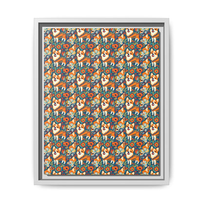 Corgi Carnival Couture Matte Canvas, Framed