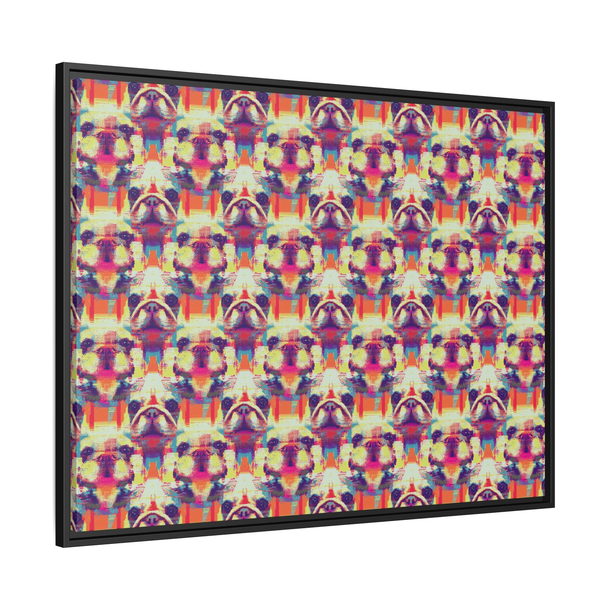 Glitchy Bulldog Blitz Matte Canvas, Framed